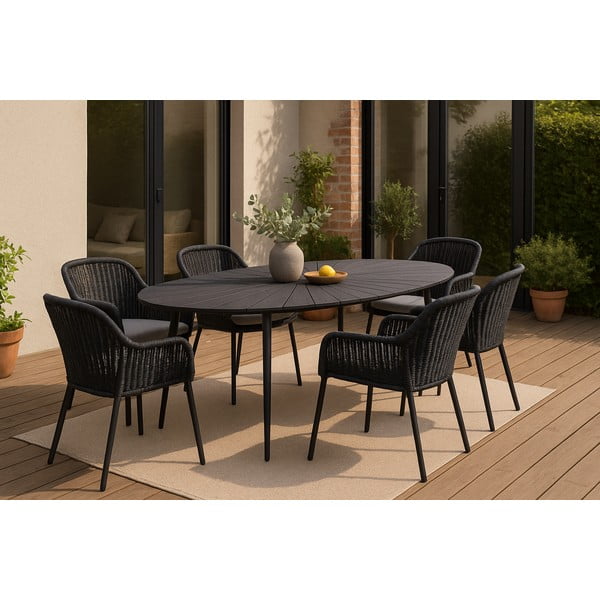 Crni vrtni stol s pločom od iverice Bonami Selection Marienlist, 190 x 115 cm-image-1