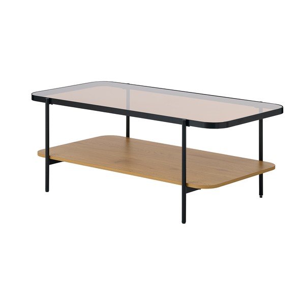Stolić za kavu sa staklenom pločom stola u prirodnoj boji 60x120 cm Hassel – Unique Furniture