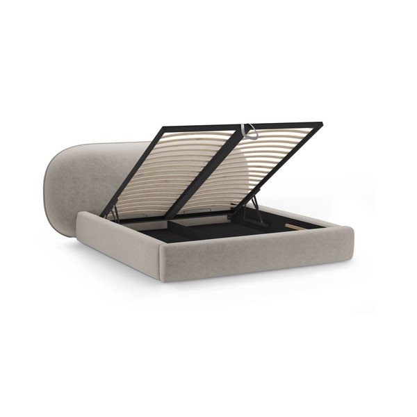 Bež tapecirani bračni krevet s prostorom za odlaganje s podnicom 160x200 cm Ovalo – Micadoni -image-2
