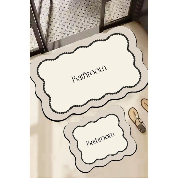 Krem kupaonske prostirke u setu 2 kom 60x100 cm Bounde – Foutastic-image-1