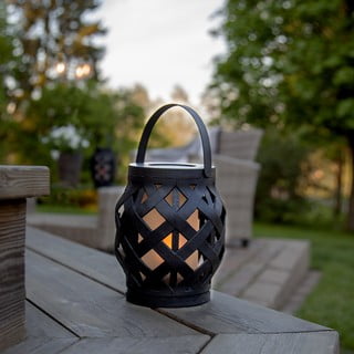 Crna lampa Star Trading Flame Lantern, visina 16 cm
