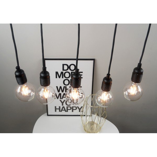 Petodijelna crna viseća lampa Bulb Basic Uno-image-2