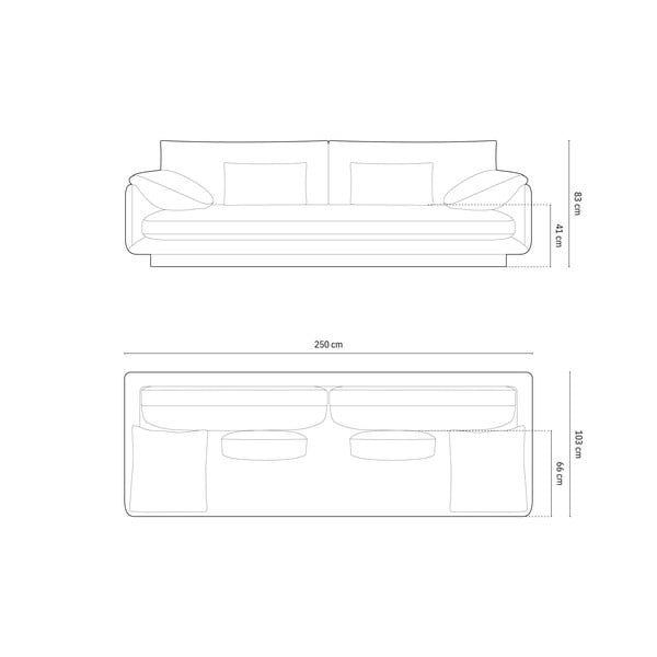 Smeđa baršunasti sofa 250 cm Torino – Micadoni -image-4
