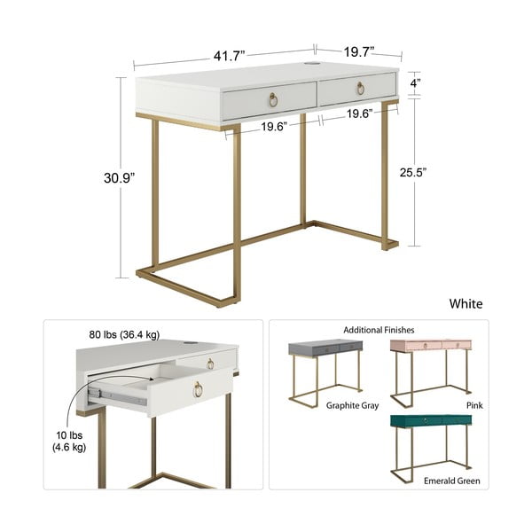 Sivi radni stol CosmoLiving by Cosmopolitan Camila-image-3