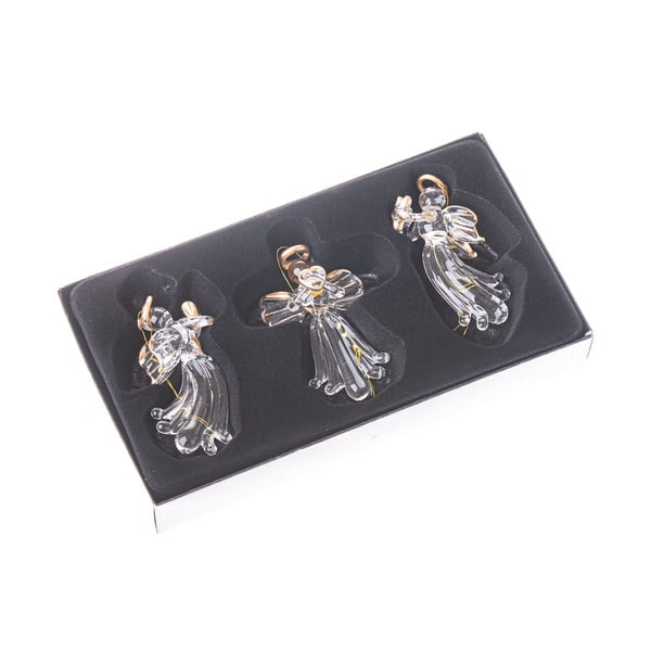 Stakleni ukrasi za božićno drvce u setu 3 kom 10,5 cm Angel – Dakls