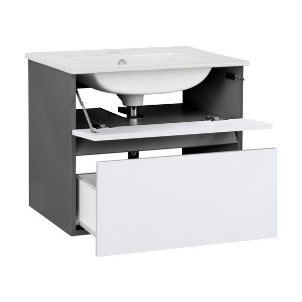 Bijeli/antracitno sivi zidni ormarić bez umivaonika 60x52 cm Wisla – Støraa-image-1