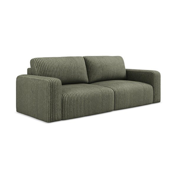 Zelena sklopiva/s prostorom za odlaganje sofa od samta 252 cm Kona – Makamii-image-2