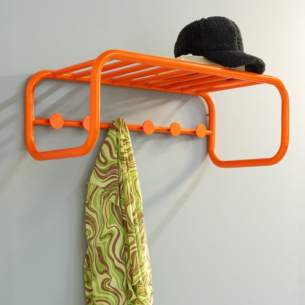 Narančasta metalna zidna vješalica s policom 72 cm Retro – Spinder Design-image-1