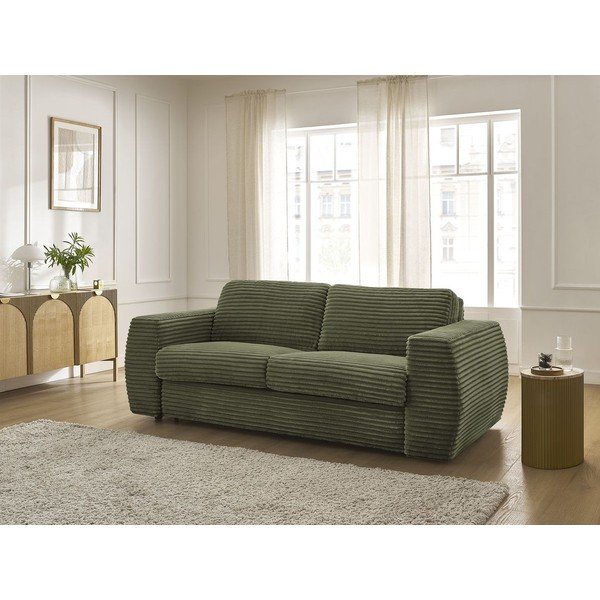 Zelena sofa za spavanje/sklopiva od samta 220 cm Hugo – Bobochic Paris-image-1