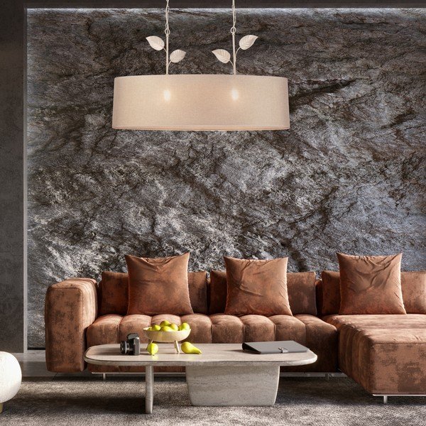 Viseća svjetiljka u zlatnoj boji s tekstilnim sjenilom Noemi – LAMKUR-image-1