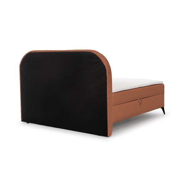 Narančasti boxspring krevet s prostorom za odlaganje 200x200 cm Ornes – Ropez-image-4