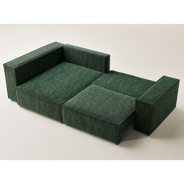 Tamno zelena sklopiva/s prostorom za odlaganje kutna garnitura od šenila (s lijevim kutom/u obliku slova L) Tonga – Maison de Rêve-image-3