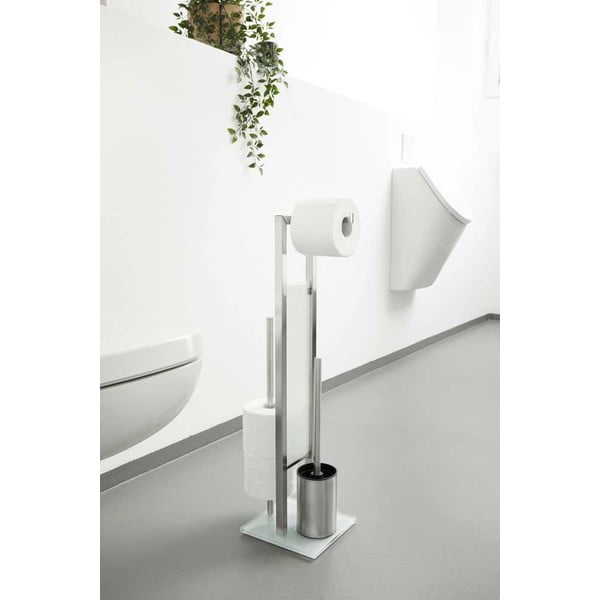 Držač za WC papir od nehrđajućeg čelika sa četkom u mat srebrnoj boji Rivalta – Wenko-image-2