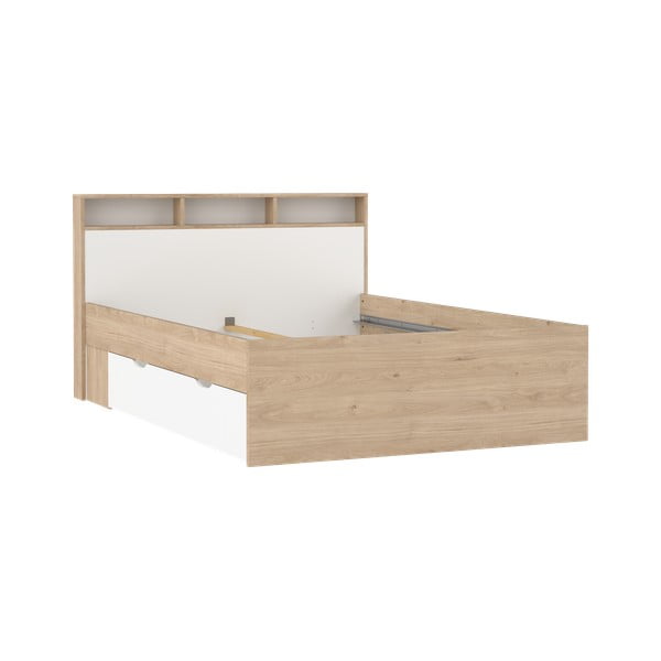 Bračni krevet u dekoru hrasta s prostorom za odlaganje bez podnice 140x200 cm u prirodnoj boji Ikast – Tvilum-image-2