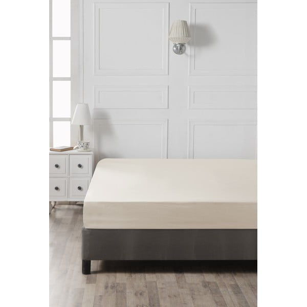 Svjetlo bež rastezljiva pamučna plahta 160x200 cm - Mijolnir-image-2