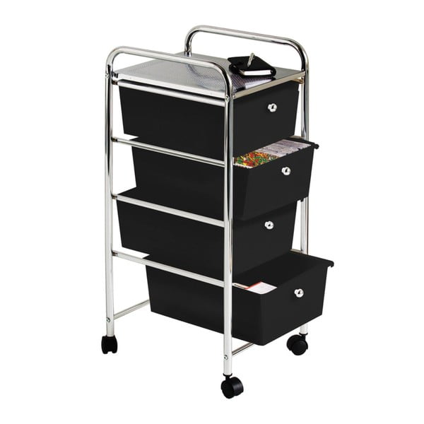 Crni/u srebrnoj boji plastični regal na kotačima 33x79 cm – Premier Housewares-image-1