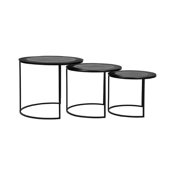 Crni metalni okrugli stolići za kavu u setu 3 kom ø 55 cm Tres – LABEL51