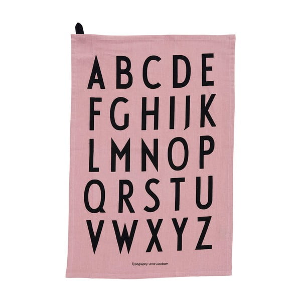 Ružičasta pamučna kuhinjska krpa u setu od 2 kom Design Letters Alphabet, 40 x 60 cm