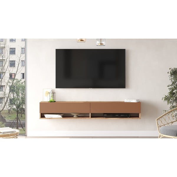 Ciglasta/u prirodnoj boji TV komoda u dekoru bora 180x29x32 cm – Kalune Design-image-3