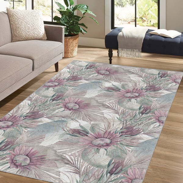 Ljubičasti/sivi perivi tepih 160x230 cm Dusty Flowers – Mila Home-image-4