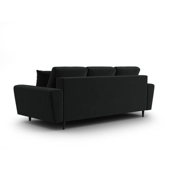 Crna baršunasti sklopiva/s prostorom za odlaganje sofa 235 cm Kyoto – Cosmopolitan Design-image-3