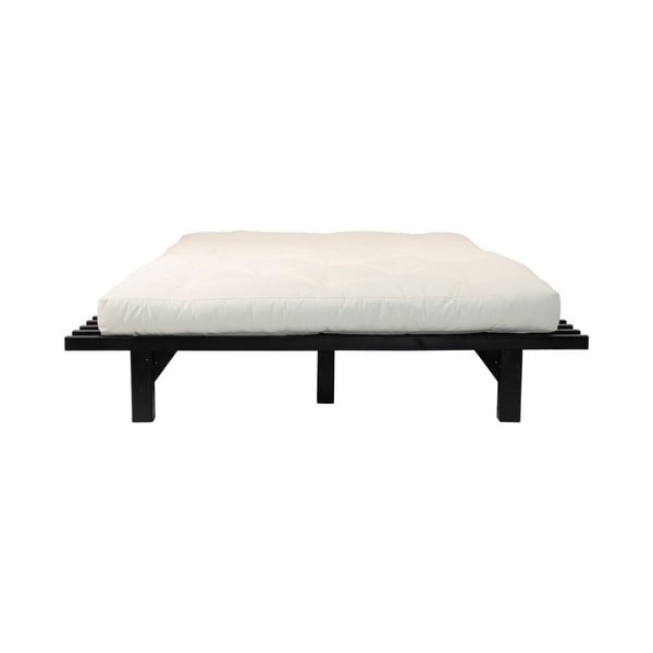 Bračni krevet od borovine s madracem Karup Design Blues Comfort Mat Crna / Prirodna, 160 x 200 cm