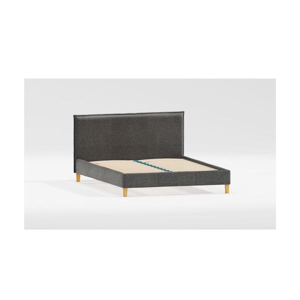 Tamno sivi tapecirani bračni krevet s podnicom 180x200 cm Tina – Ropez