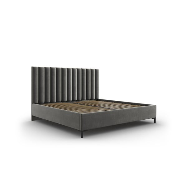 Sivi tapecirani bračni krevet s prostorom za pohranu s podnicom 180x200 cm Casey – Mazzini Beds