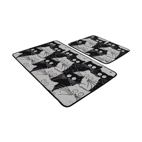 Crne/sive kupaonske prostirke u setu 2 kom 60x100 cm White Cats – Foutastic-image-2