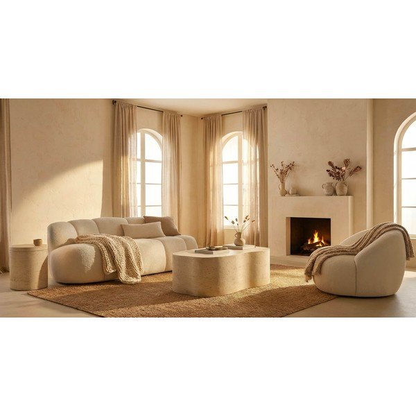 Bijela sofa od bouclé tkanine 145 cm Ball – Mauro Ferretti-image-1