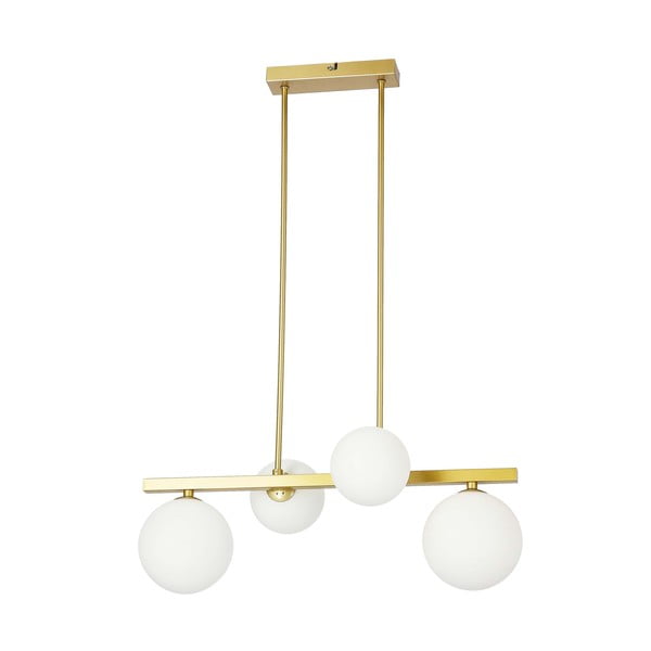 Bijela/u zlatnoj boji viseća svjetiljka sa staklenim sjenilom Kama – Candellux Lighting