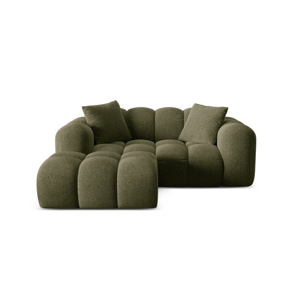 Zelena kutna garnitura od šenila (s lijevim kutom/s ležaljkom) Treno – Cosmopolitan Design