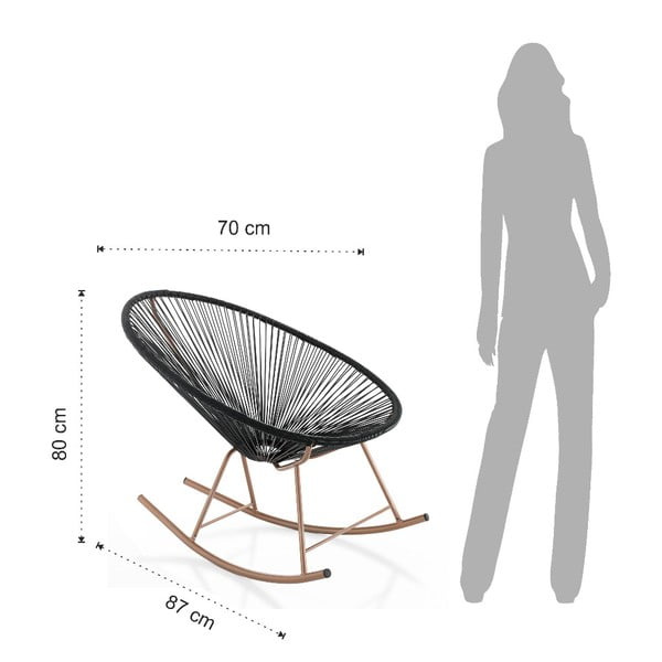 Crna stolica za ljuljanje pogodna za eksterijer Tomasucci Numana-image-3