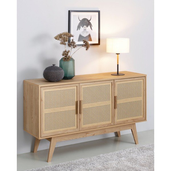 Niska komoda u dekoru hrasta u prirodnoj boji 128x75 cm Bridget – Støraa-image-1