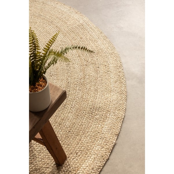 Obostrani juten okrugao tepih boje slonovače ø 140 cm Braided – Hanse Home-image-4