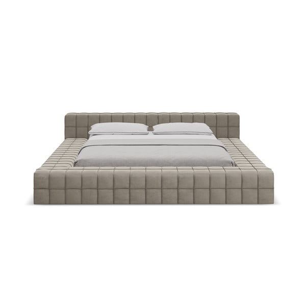 Tapecirani bračni krevet smeđe-sivi s podnicom 160x200 cm Akela – Makamii-image-2