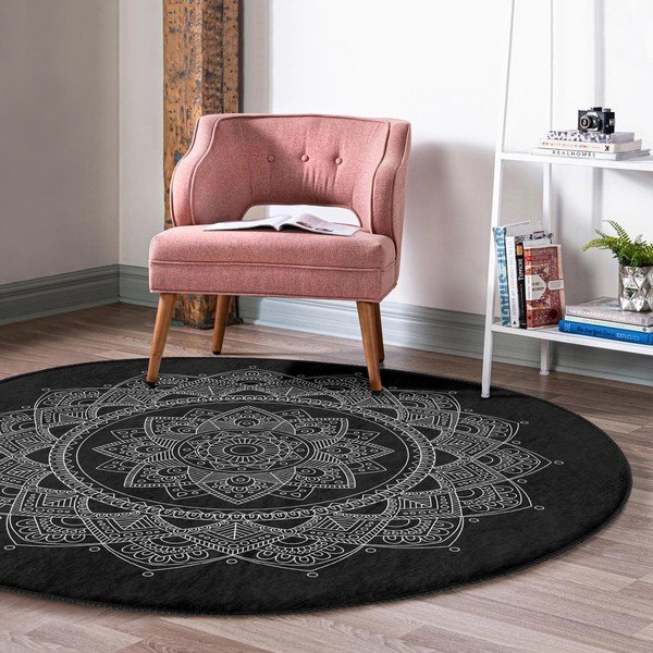 Crni periv/pogodan za robotski usisavač okrugli tepih ø 100 cm Comfort – Mila Home-image-3