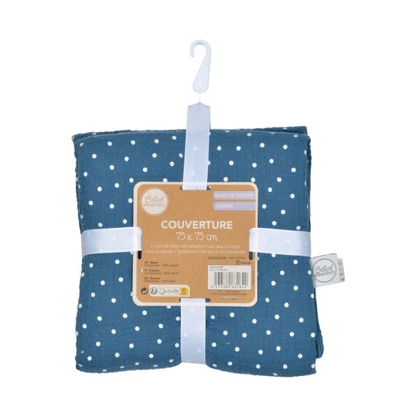Plava deka za bebe od muslina 75x75 cm – Bébé Douceur-image-3