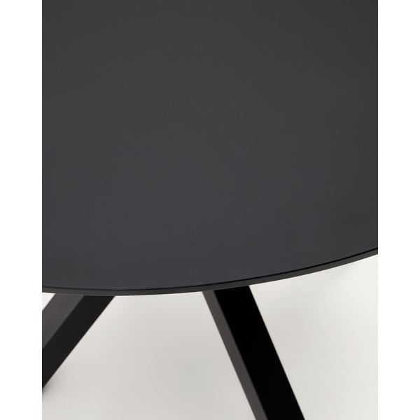 Crni okrugli blagovaonski stol sa staklenom pločom stola ø 120 cm Argo – Kave Home-image-3