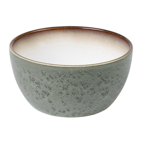 Zeleno-siva zemljana zdjela s unutarnjom glazurom u kremasto bijeloj Bitz Mensa, promjer 14 cm