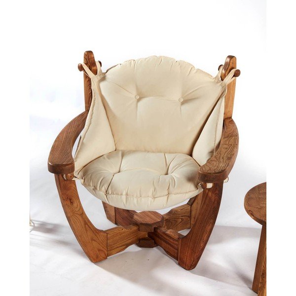 Krem/u prirodnoj boji vrtna fotelja od masivnog drveta Relax – Floriane Garden-image-2