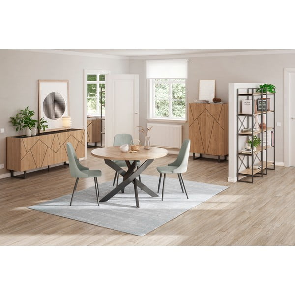 Okrugao blagovaonski stol s pločom stola u dekoru hrasta 120x120 cm Ther – Marckeric-image-4