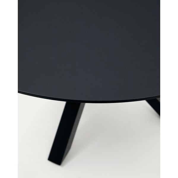 Crni okrugli blagovaonski stol sa staklenom pločom stola ø 150 cm Argo – Kave Home-image-3