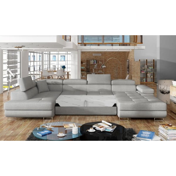 Svijetlo siva sklopiva/s prostorom za odlaganje kutna garnitura (s lijevim kutom/u obliku slova "U") Rodrigo – ELTAP-image-2