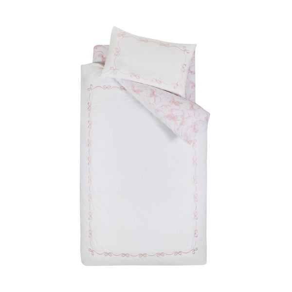 Bijela posteljina za krevet za jednu osobu 135x200 cm Bow Embroidery – Catherine Lansfield