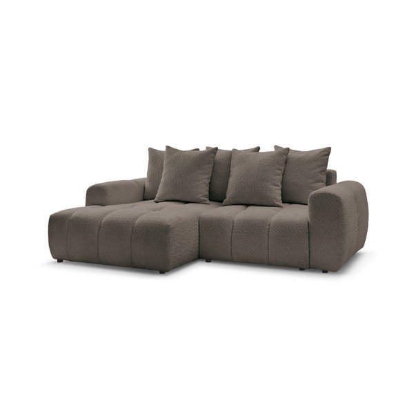 Smeđa sklopiva/s prostorom za odlaganje kutna garnitura od bouclé tkanine (s lijevim kutom/s ležaljkom) Roxelane – Bobochic Paris