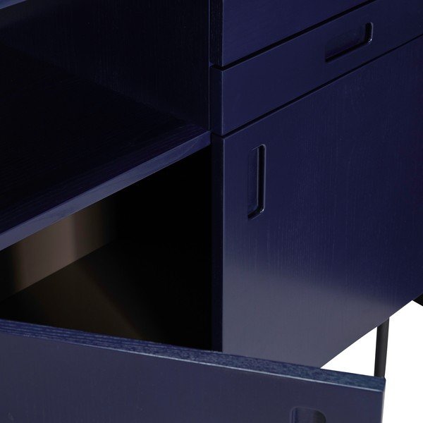 Tamno plava/siva visoka komoda od čvrste jeseni 90x109 cm Study – Hübsch-image-2