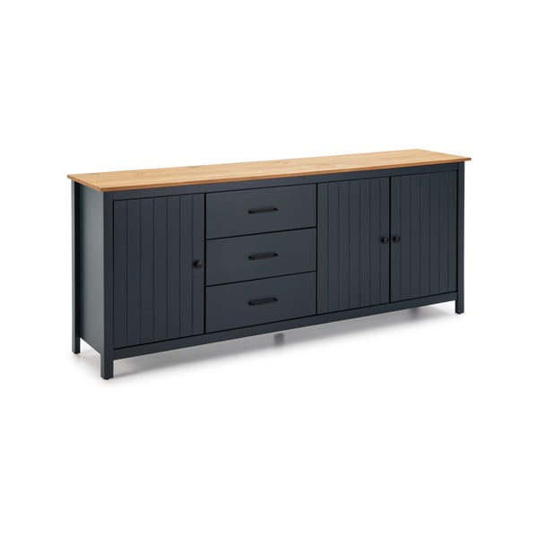 Tamno plava niska komoda od masivnog bora 190x80 cm Miranda – Marckeric-image-2