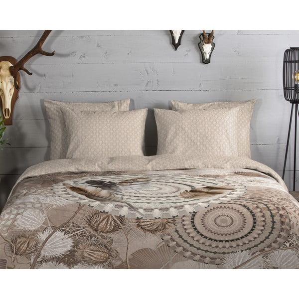 Smeđa flanelska posteljina za krevet za jednu osobu 140x200 cm Ringhda – HIP-image-2