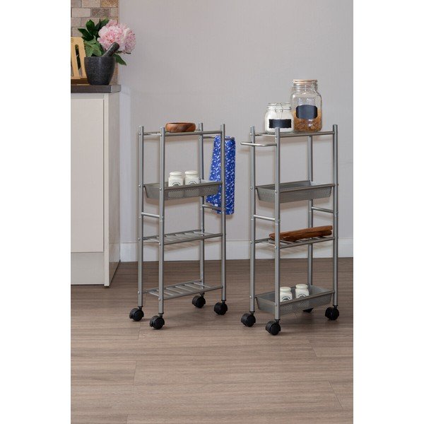 Metalna kolica za posluživanje na kotačima 16x40 cm Dara – Premier Housewares-image-1